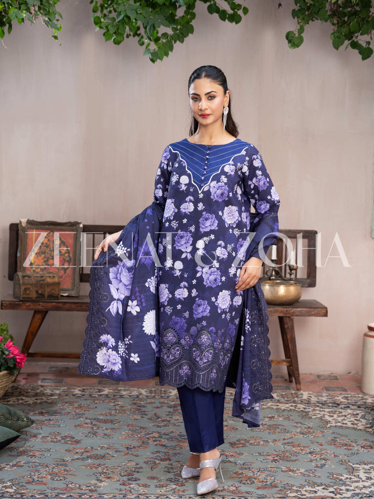 RIMSHA (3-peice) Stitched ,Cutwork & Embroidered – Zeenat & Zoha