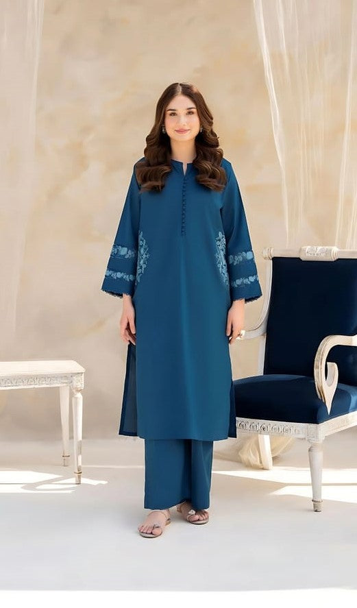 Chic Embroidery Pocket 2pc Stitched Suit